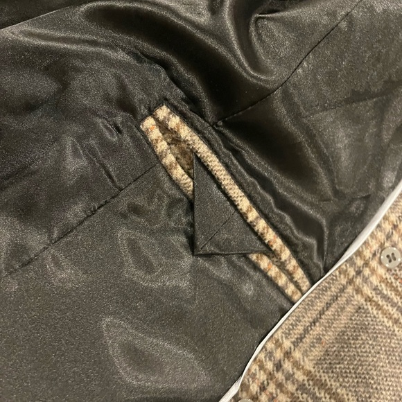 DKNY wool blend plaid coat removable fur collar M - Picture 10 of 12